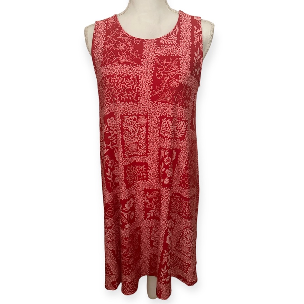 Allison Brittney Red/White Floral Paisley Print Summer Sleeveless Dress NWT